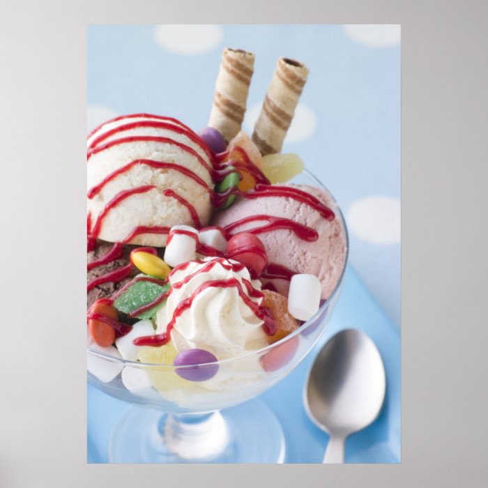 Trio of Ice Cream and Sweet Sundae Print