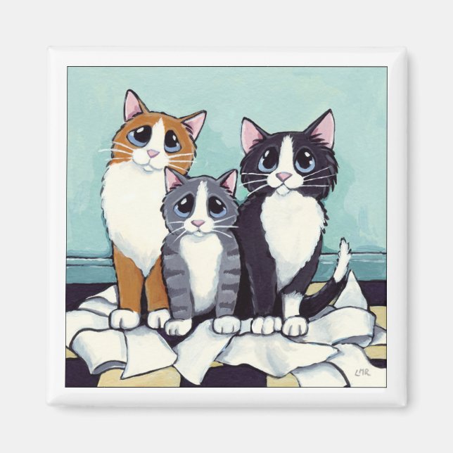 Trio of Likely Suspects | Cat Art Magnet (Front)