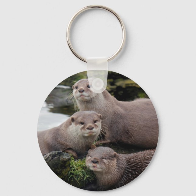 Trio of Otters Keychain (Front)