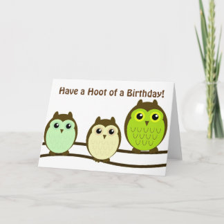 Trio of Owls Birthday Card