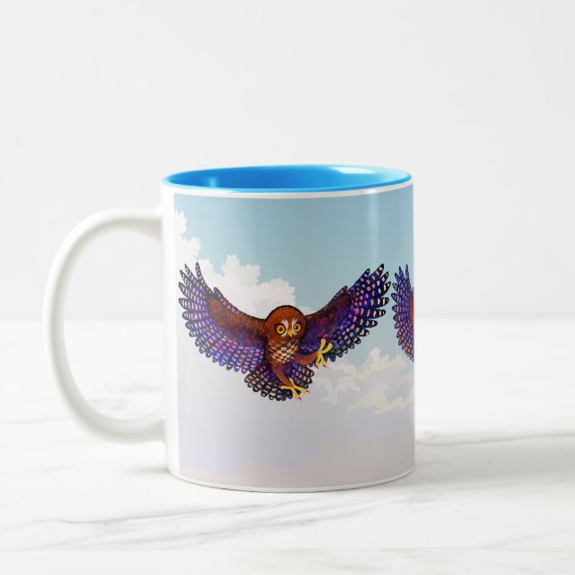 Trio of Owls Ruru Morepork Two-Tone Coffee Mug (Left)