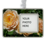 Trio of Peach Roses Floral Christmas Ornament
