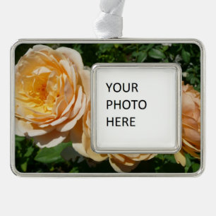 Trio of Peach Roses Floral Christmas Ornament