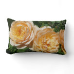 Trio of Peach Roses Floral Lumbar Pillow