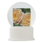 Trio of Peach Roses Floral Snow Globe