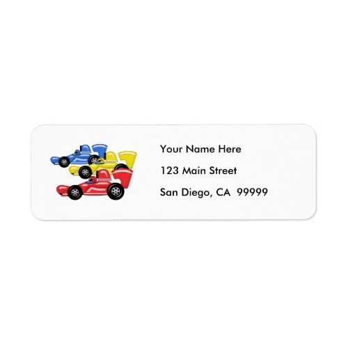 Trio of Racing Cars Label