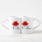 Mr and Mrs, Personalized Heart Shaped Mug Set, Valentine's Day