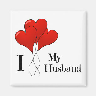 Trio of Red Heart Balloons I Love My Husband Magnet
