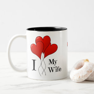 Trio of Red Heart Balloons I Love My Wife Two-Tone Coffee Mug