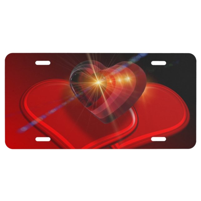 Trio of Red Valentine Hearts License Plate (Front)