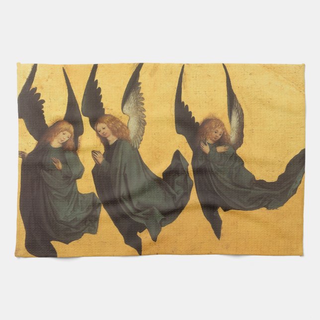 Trio of Renaissance Angels by Master of Housebook Kitchen Towel (Horizontal)