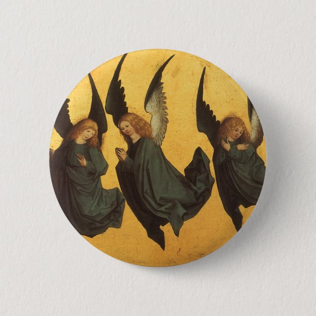 Trio of Renaissance Angels by Master of Housebook Pinback Button (Front)