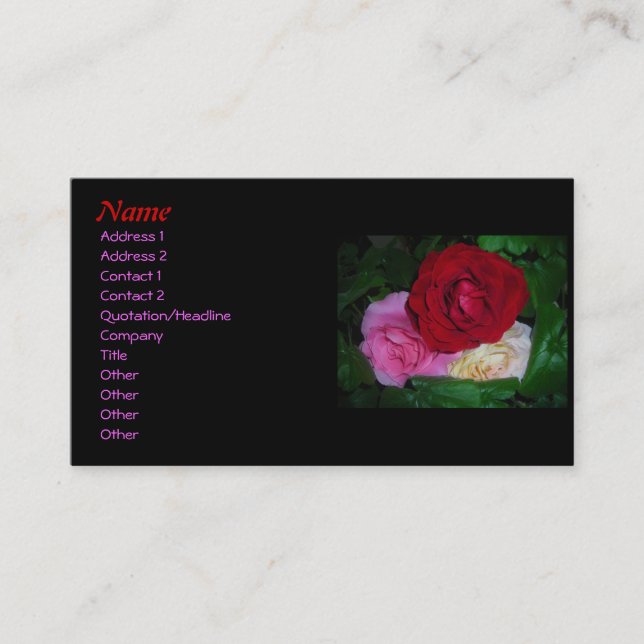 Trio of Roses Business Cards (Front)