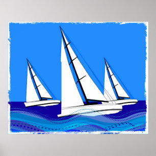 Trio of Sailboats Poster
