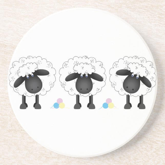Trio Of Sheep Drink Coaster (Front)