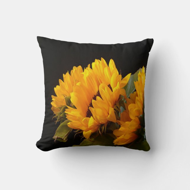 Trio of Sunflowers Throw Pillow (Front)