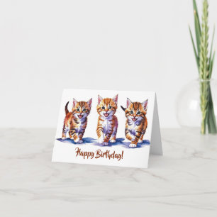 Trio of Tabby Kittens Folded Card