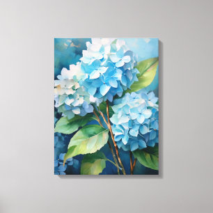 Trio of Tranquility: Blue Hydrangeas Canvas Print