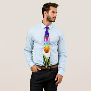 Trio of Tulips: A Burst of Springtime Beauty Neck Tie