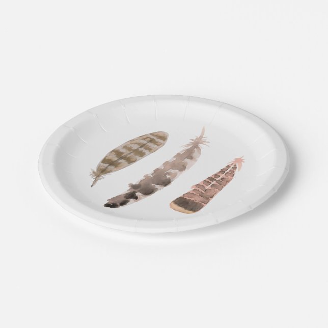 Trio of Turkey Feathers | Paper Plates (Angled)