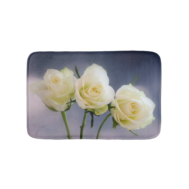 Trio of White Roses Bath mat (Front)