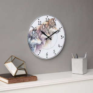 Trio of Wolves Large Clock