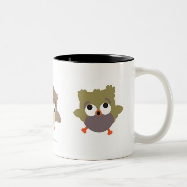 Trio Owls Two-Tone Coffee Mug (Right)