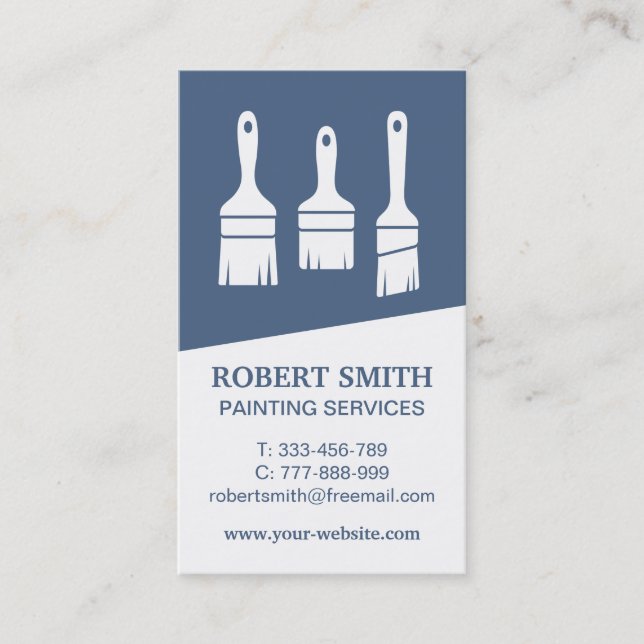 Trio Paintbrushes Painting Vertical Business Card (Front)