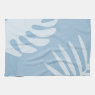 Trio Palm Leaves Blue Kitchen Towel
