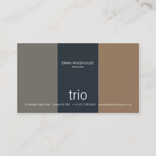 Trio Teal, Grey &amp; Light Brown Business Cards