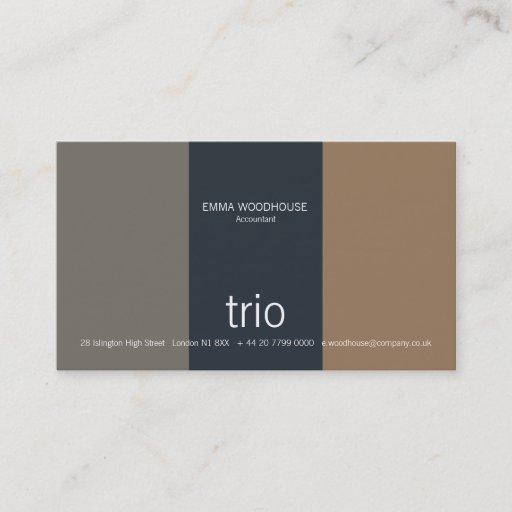 Customizable Trio Teal, Grey &amp; Light Brown Business Cards
