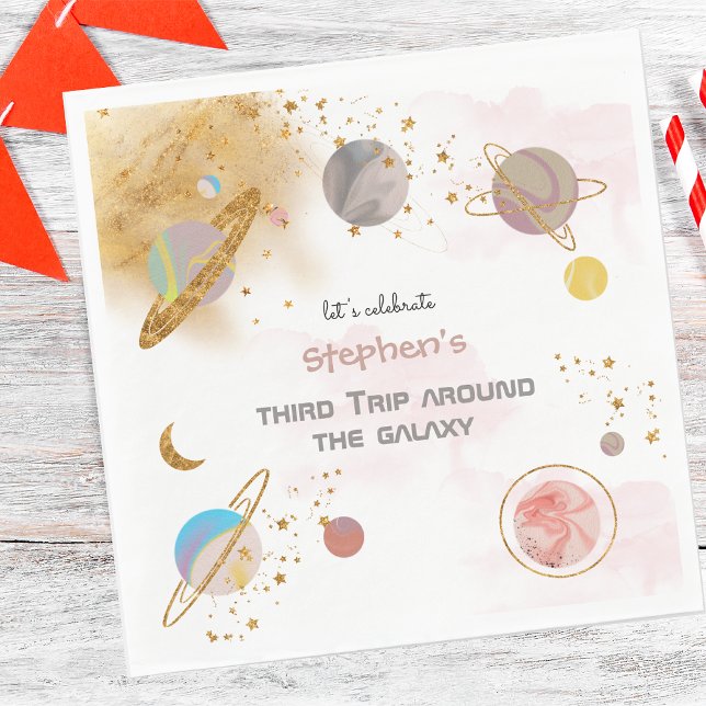 Trip around the galaxy outer space birthday napkins (Creator Uploaded)