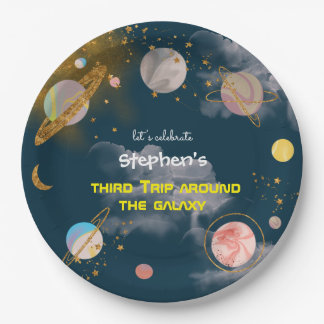 Trip around the galaxy space birthday paper plates