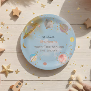 Trip around the galaxy space birthday paper plates