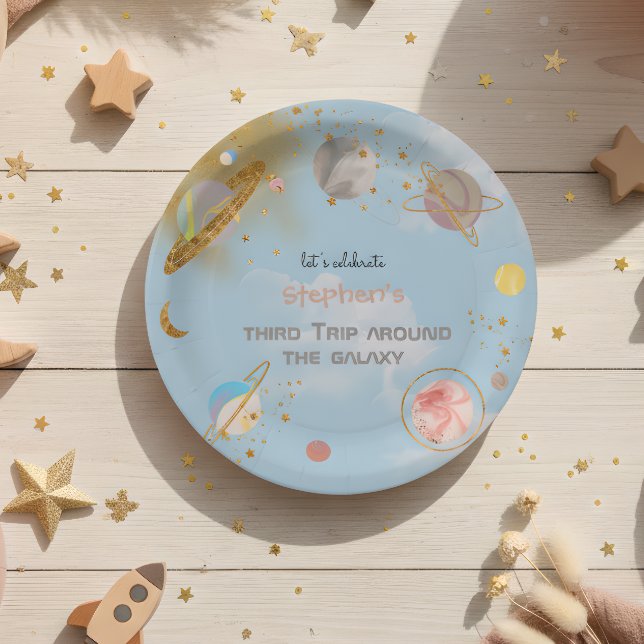 Trip around the galaxy space birthday paper plates (Creator Uploaded)