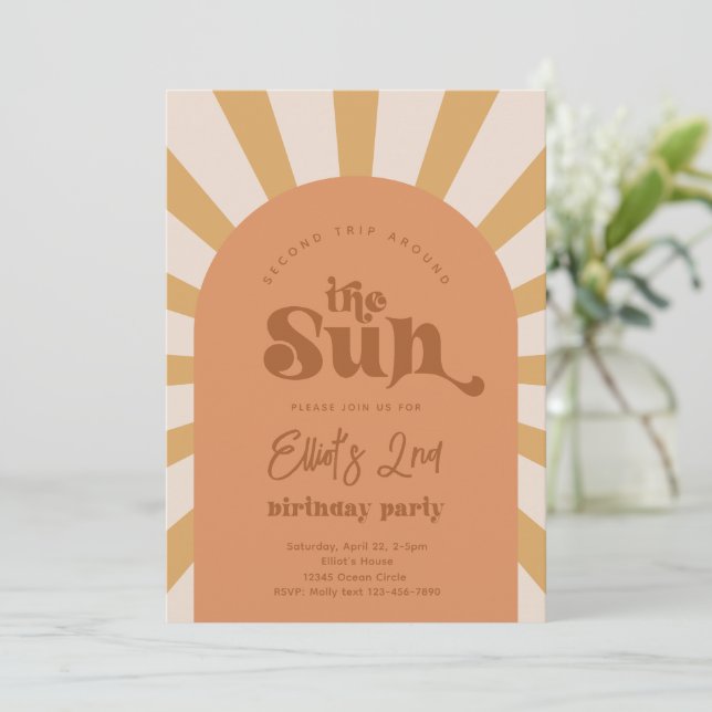 Trip Around The Sun Invitation | Girl Sun Invite (Standing Front)