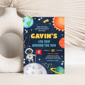 Trip Around the Sun Outer Space Birthday Party Invitation