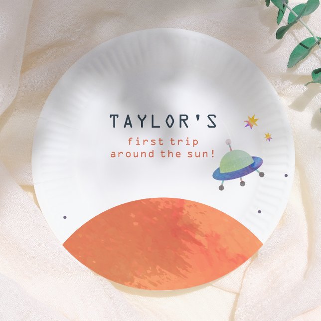 Trip Around The Sun | Space Boy Birthday Paper Plates (Creator Uploaded)