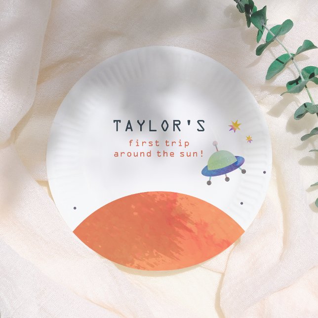 Trip Around The Sun | Space Boy Birthday Paper Plates (Creator Uploaded)
