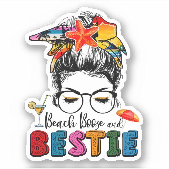 Trip Girls Weekend Friends Beaches Booze & Besties Sticker (Front)