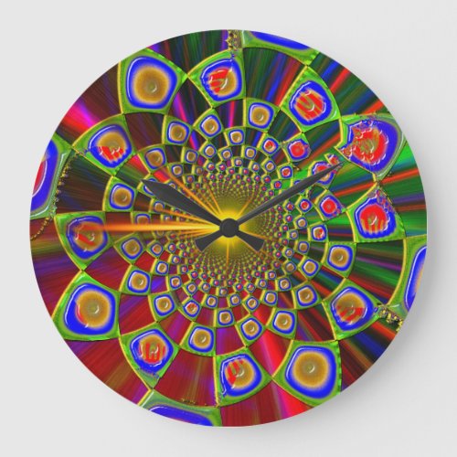 Trip In Psychedelic 3D Optics Large Clock