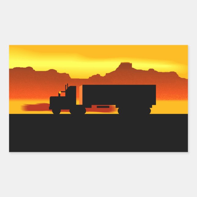 Trip OTR Trucker Trucking semi tractor trailer Rectangular Sticker (Front)