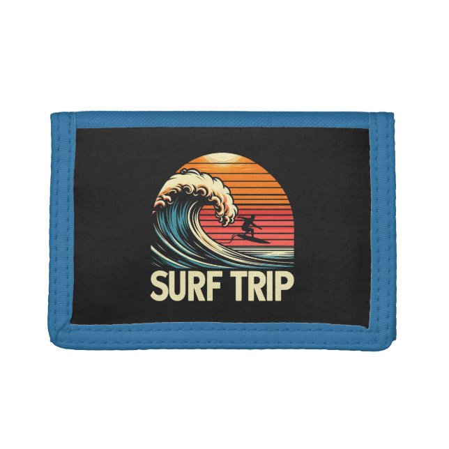 Trip Surf Retro Sunset Trifold Wallet (Front)