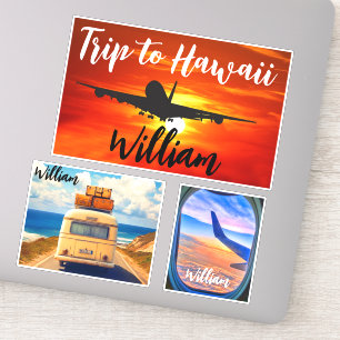 Trip to Hawaii (Travel Stamps) Airplane Suitcase Sticker