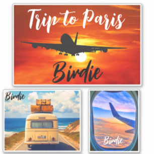 Trip to Paris (Travel Stamps) Airplane Suitcase Sticker