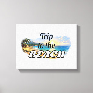 Trip to the Beach Tropical Sunset Escape Design Canvas Print