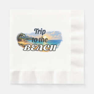 Trip to the Beach Tropical Sunset Escape Design Napkins