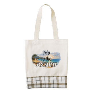 Trip to the Beach Tropical Sunset Escape Design Zazzle HEART Tote Bag