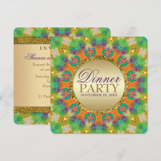 Trip-Trop Bright Tribe Dinner Party Invitation (Front/Back)