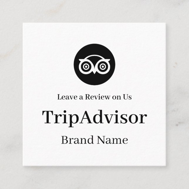 TripAdvisor QR | Custom Business Feedback Link Square Business Card (Front)